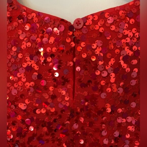 Girls Red Sequin Dress Size 6/7 Holiday Special Occasion Christmas - Picture 4 of 5